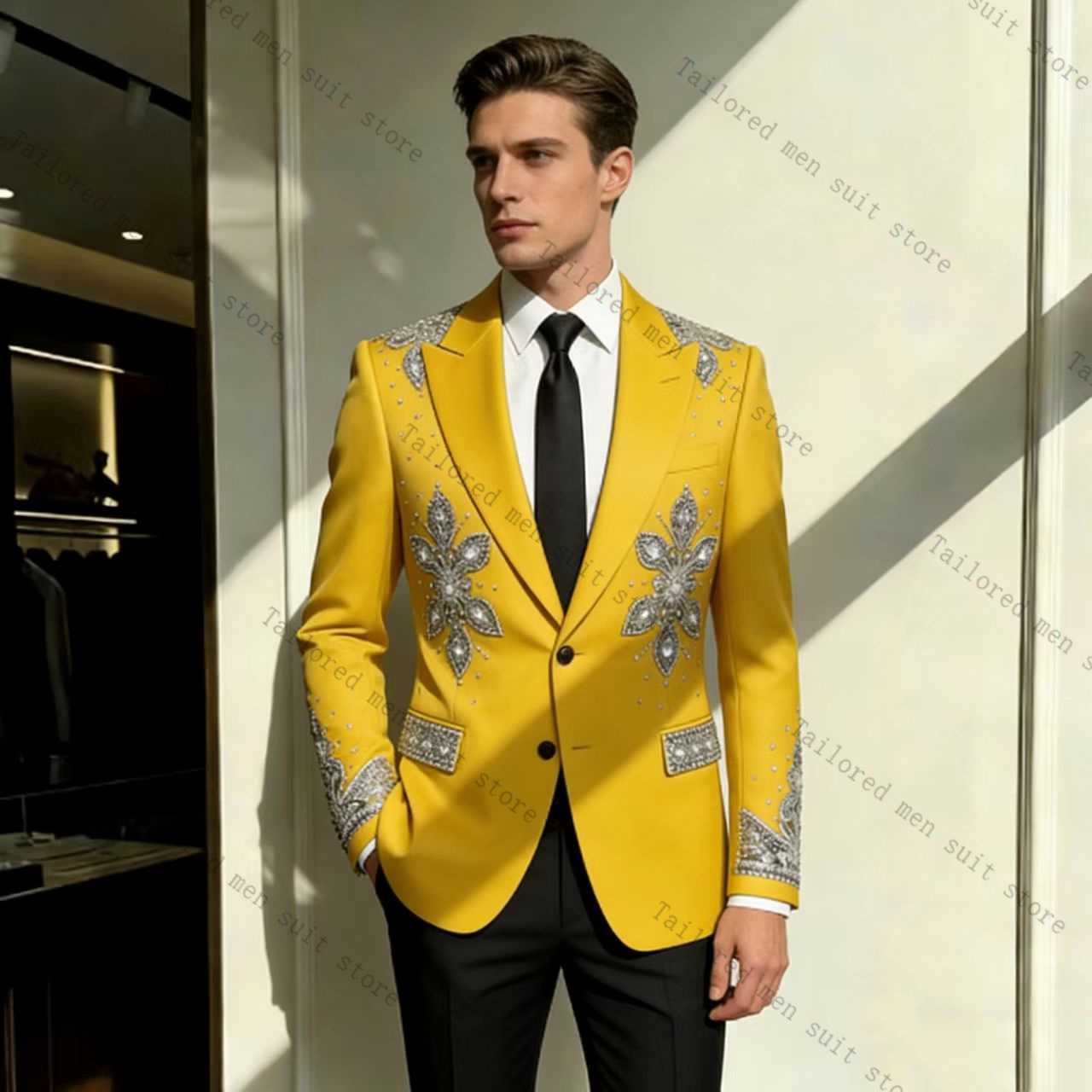 Formal Wear For Men Yellow - Conjunto de Terno Masculino Amarelo com