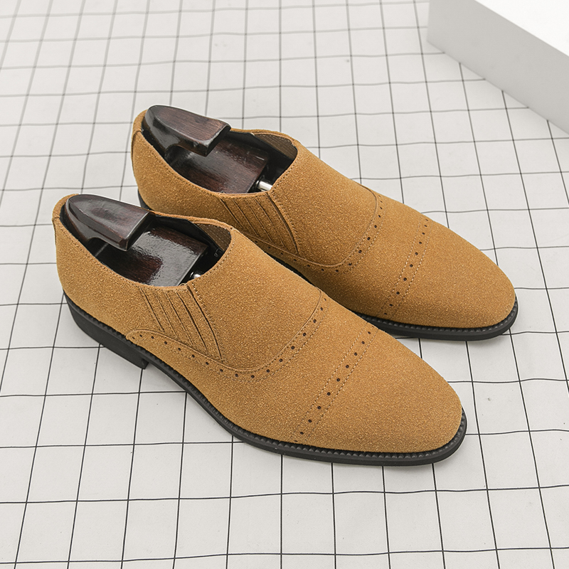 Formal Wear For Men Yellow - Mocassins Retro Masculinos em Couro Suede