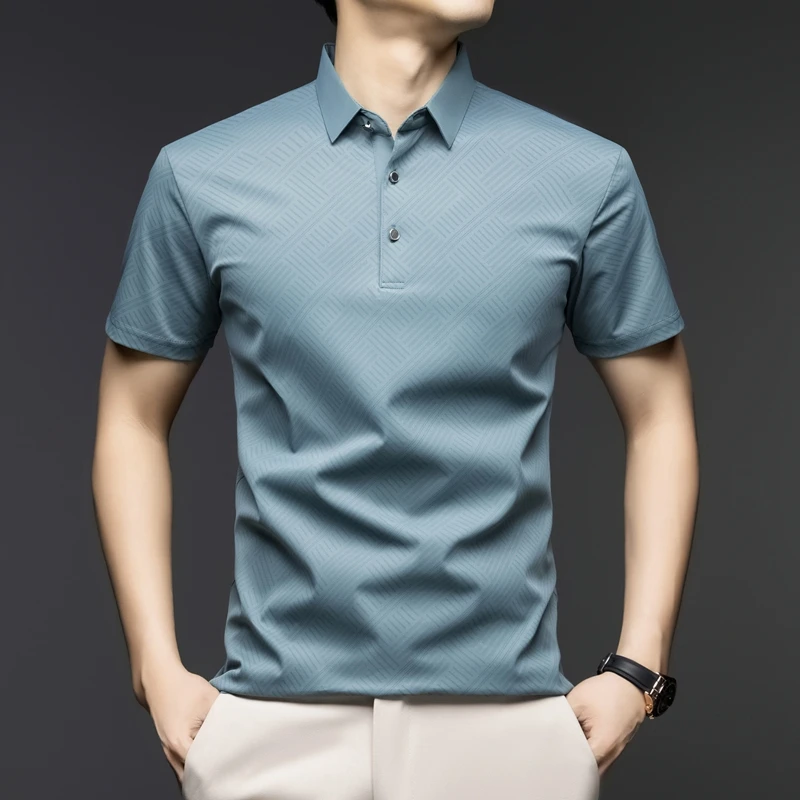 Men'S Polo Formal Wear - Camisa Polo Masculina Elegante com Estampa,