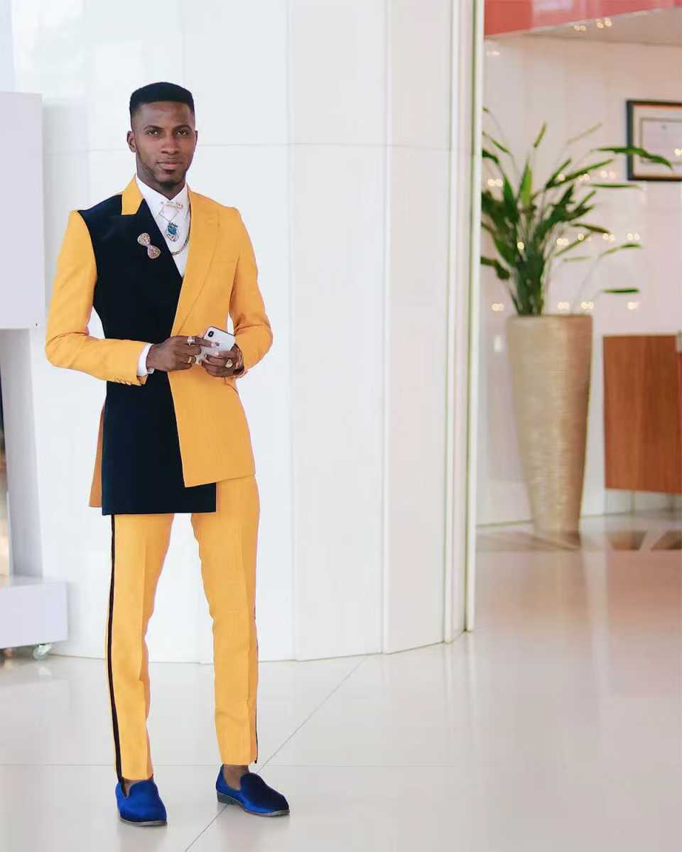 Preto amarelo masculino terno  - Formal Wear For Men Yellow avaliação e preço