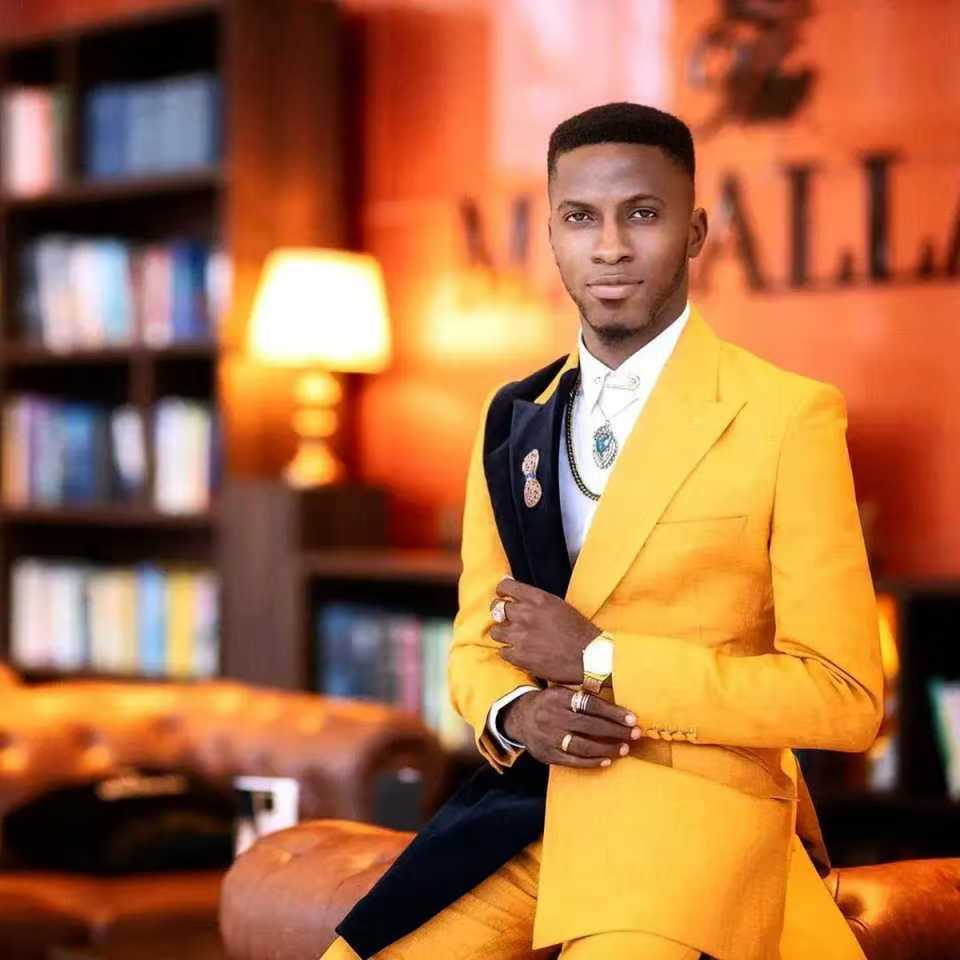 Preto amarelo masculino terno  - Formal Wear For Men Yellow avaliação e preço