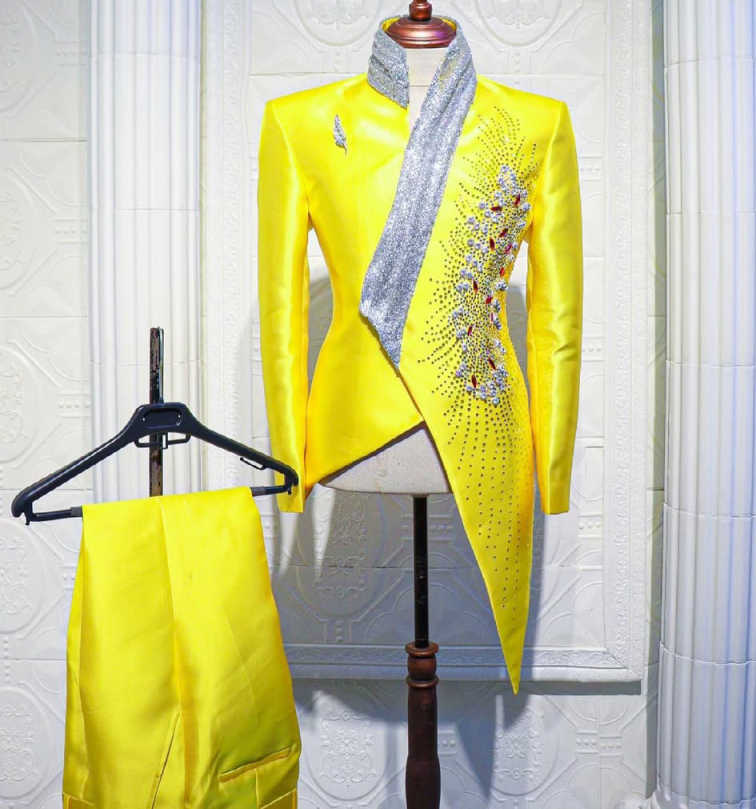 Moda amarelo casamento smoking - Formal Wear For Men Yellow avaliação e preço